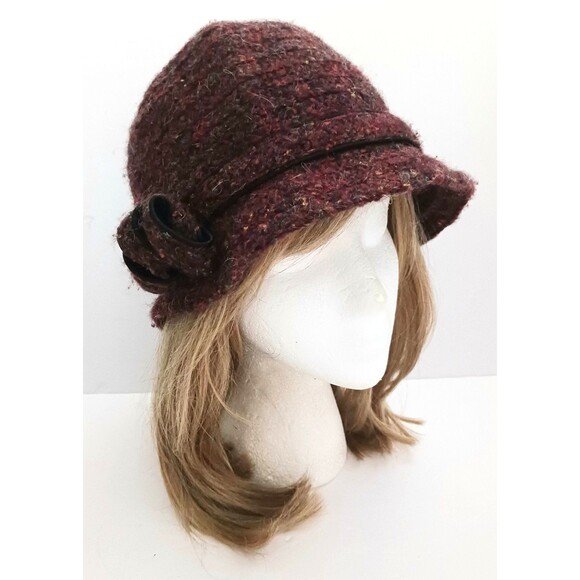 Betmar NY Burgundy Tweed Cloche Hat O/S - Picture 1 of 9